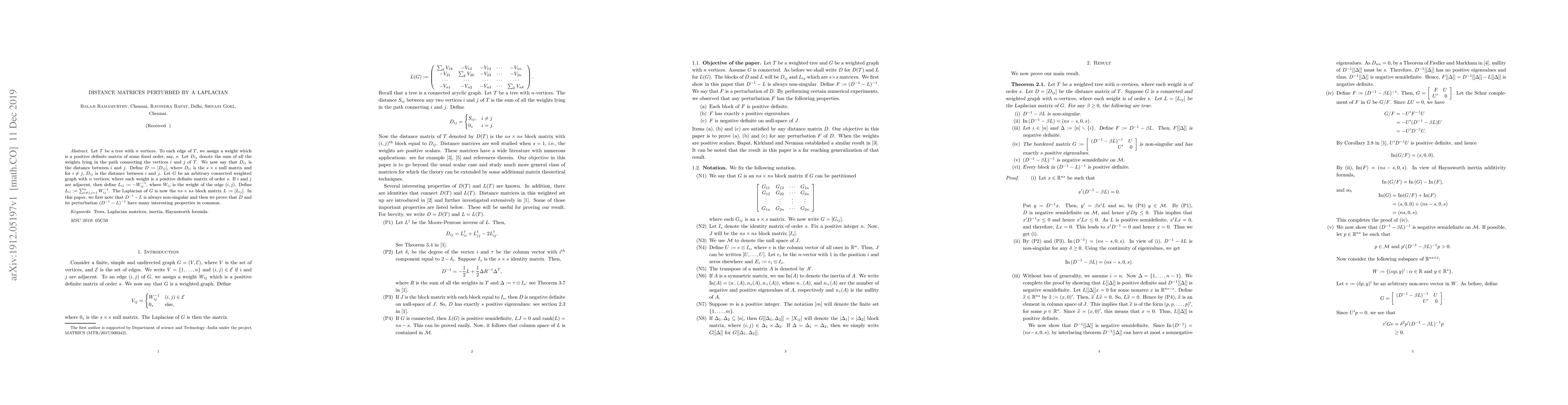 Thumbnail for Distance matrices perturbed by a Laplacian
