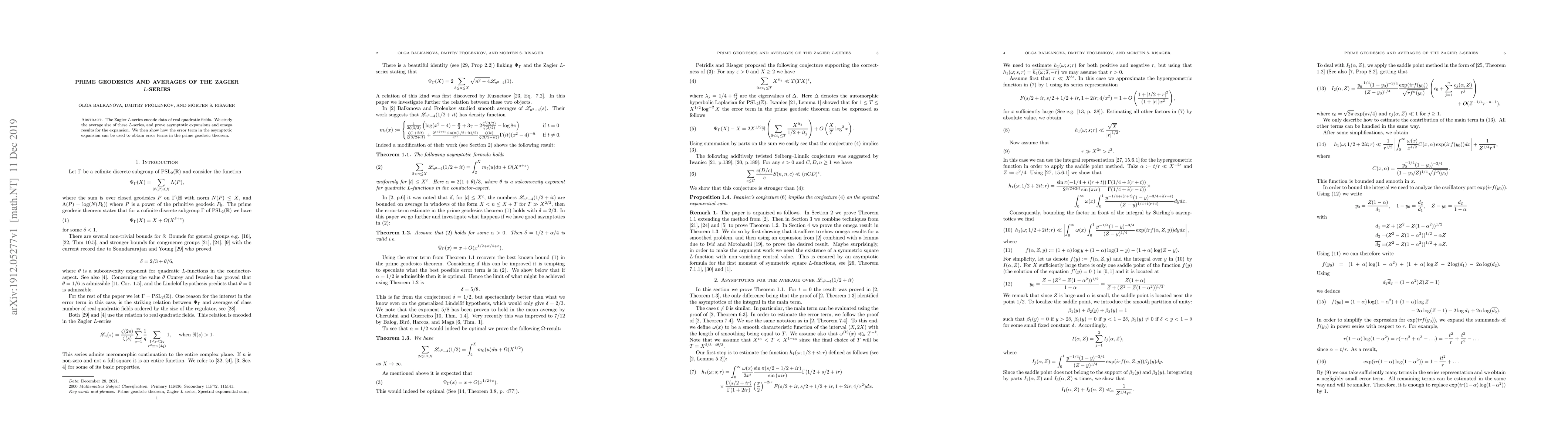 Thumbnail for Prime geodesics and averages of the Zagier $L$-series