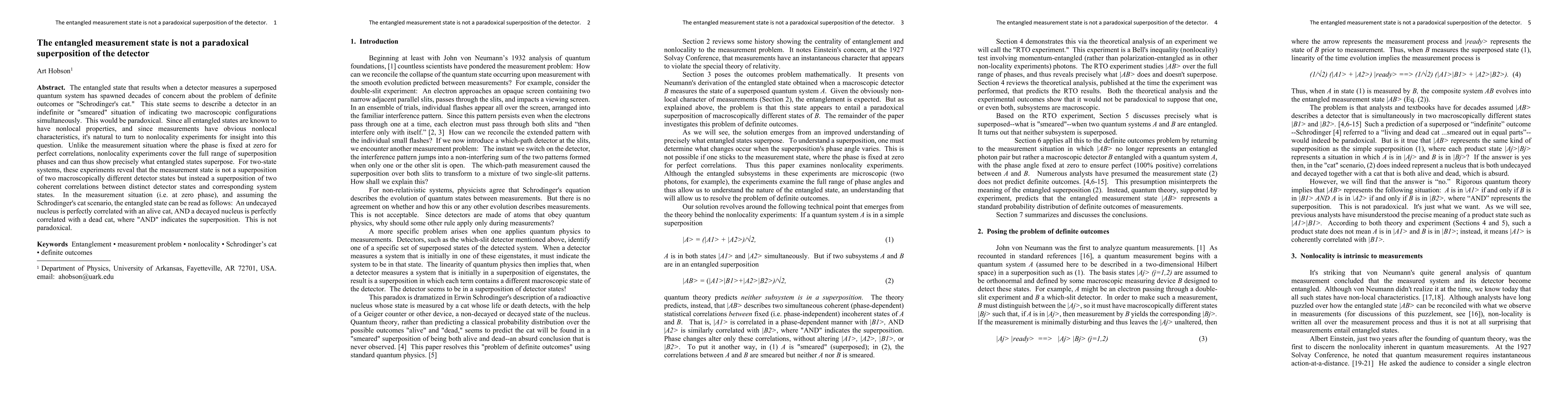 Thumbnail for The entangled measurement state is not a paradoxical superposition of
  the detector