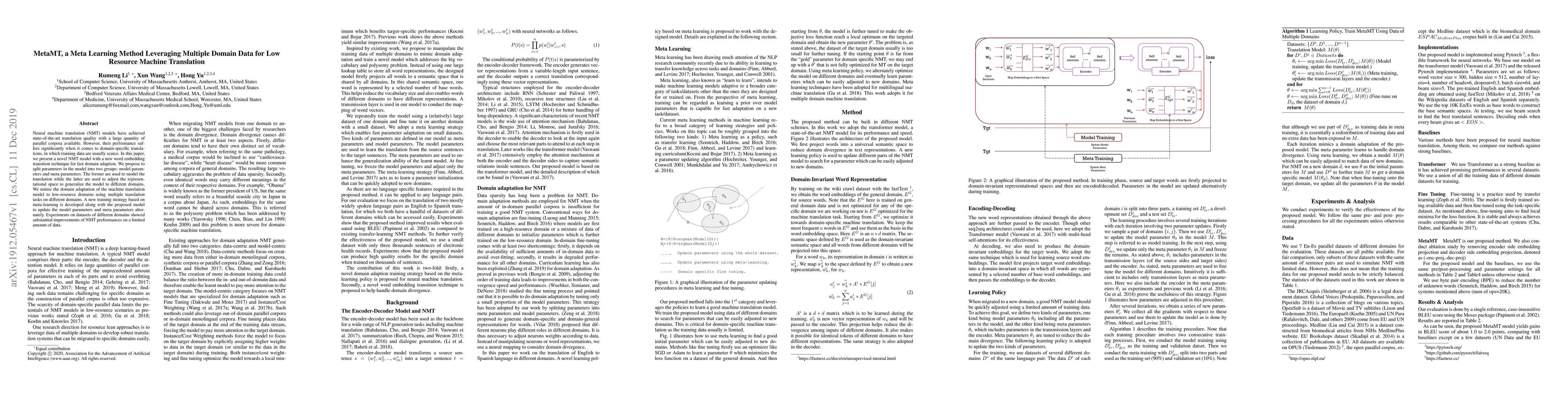 Thumbnail for MetaMT,a MetaLearning Method Leveraging Multiple Domain Data for Low
  Resource Machine Translation