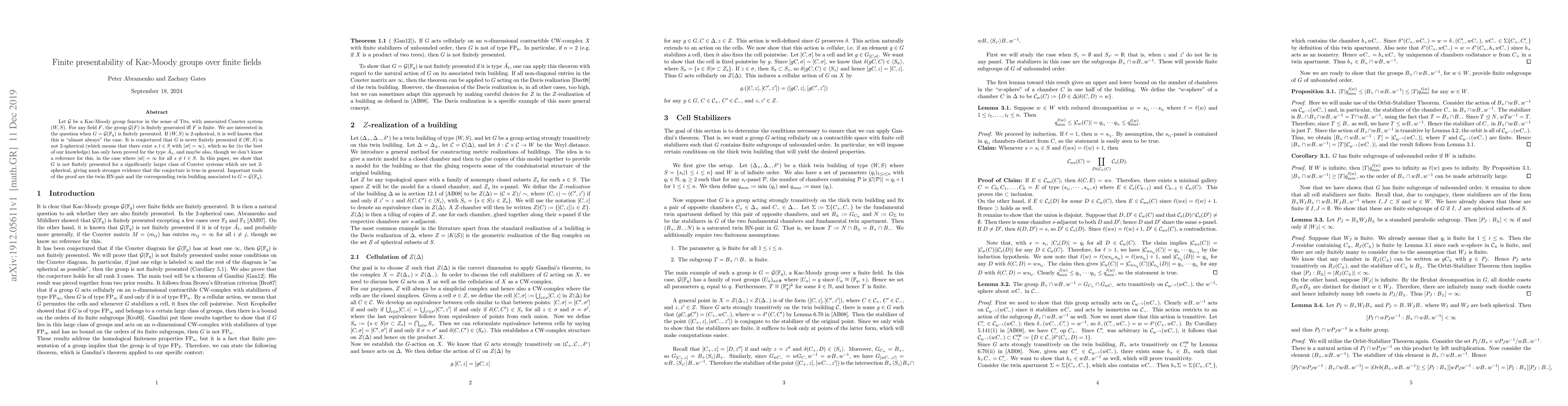 Thumbnail for Finite presentability of Kac-Moody groups over finite fields