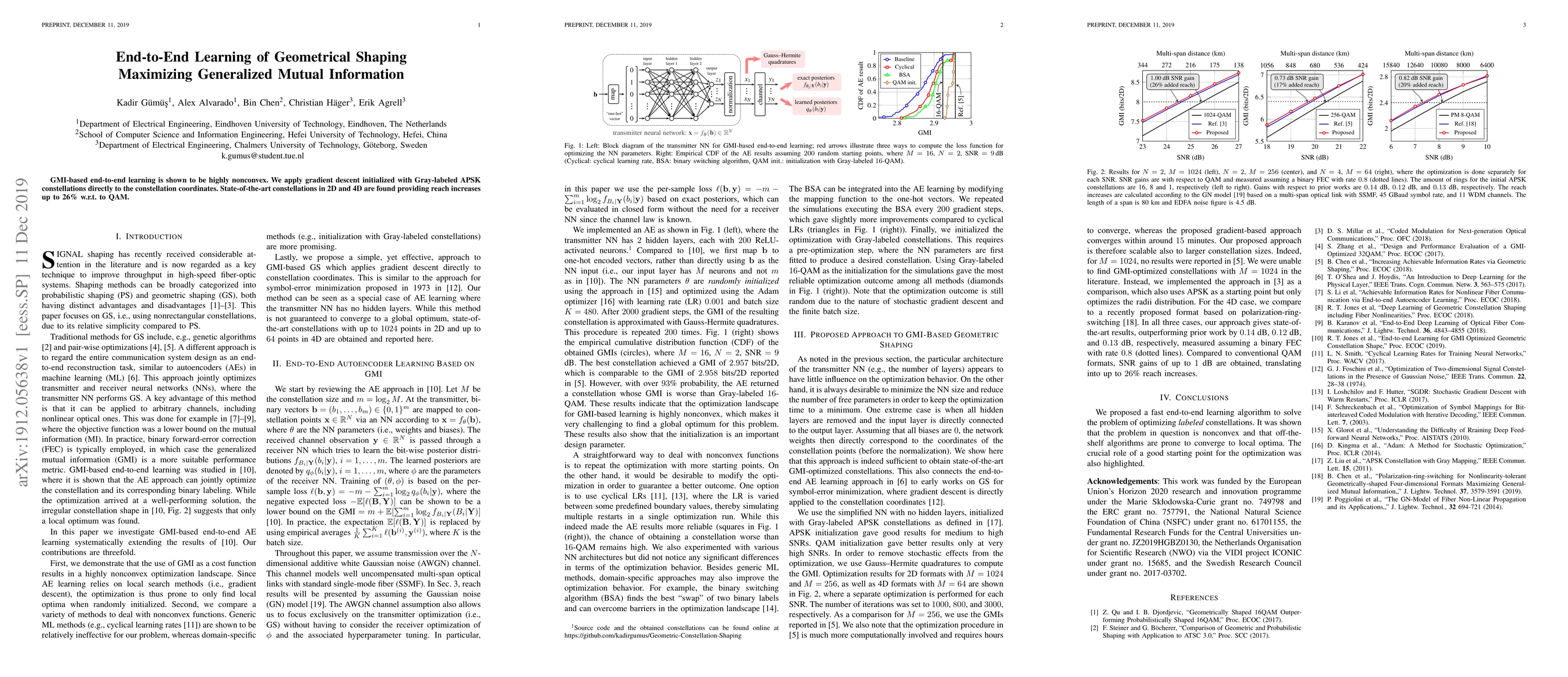 Thumbnail for End-to-End Learning of Geometrical Shaping Maximizing Generalized Mutual
  Information