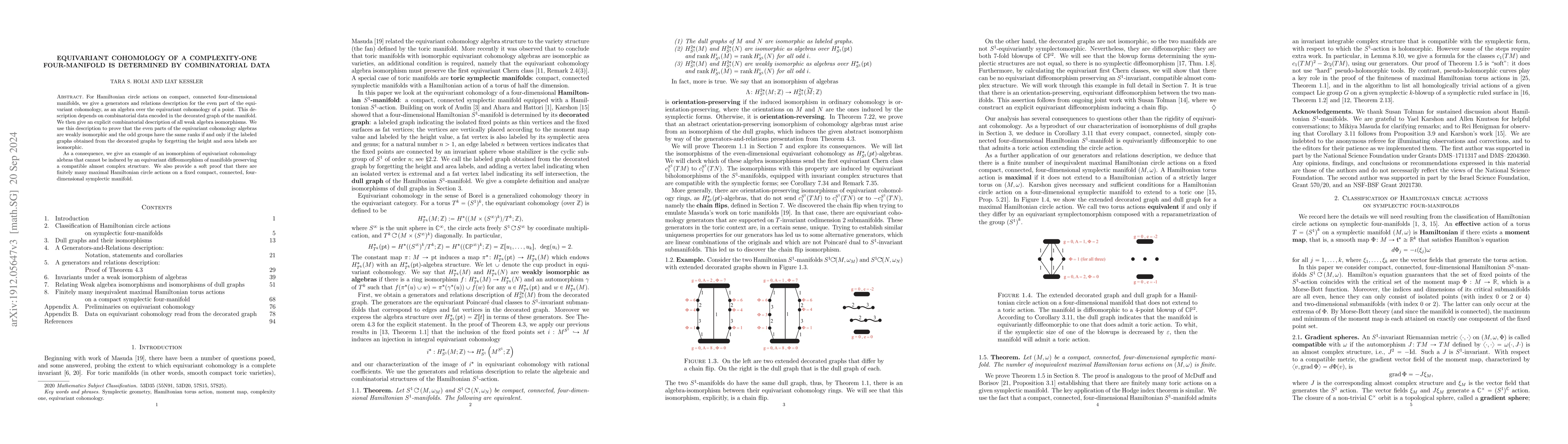 Thumbnail for Equivariant cohomology of a complexity-one four-manifold is determined
  by combinatorial data
