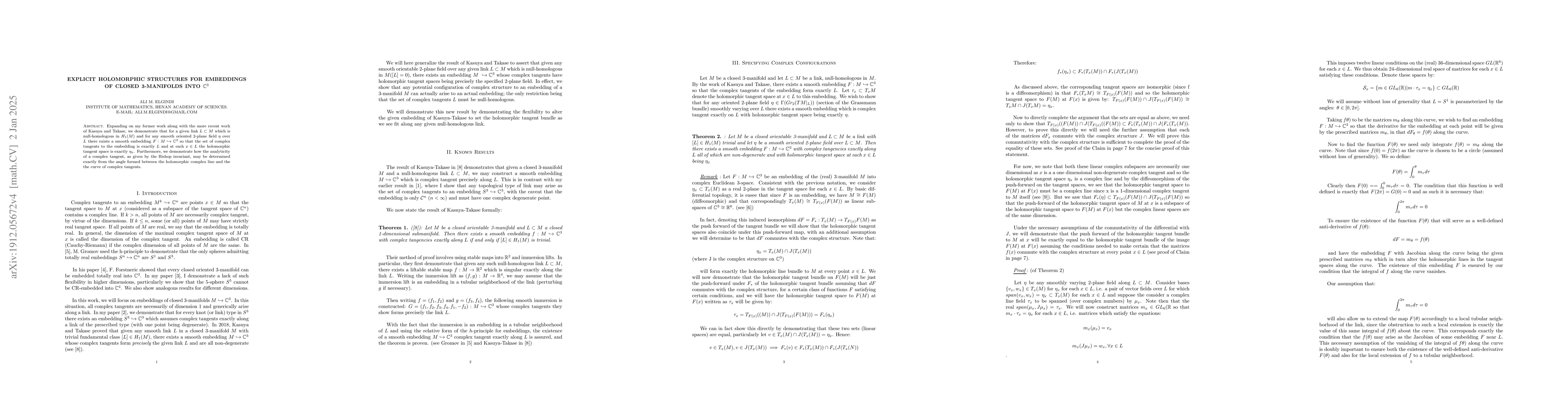 Thumbnail for Explicit Holomorphic Structures for embeddings of closed 3-manifolds
  into $\mathbb{C}^3$