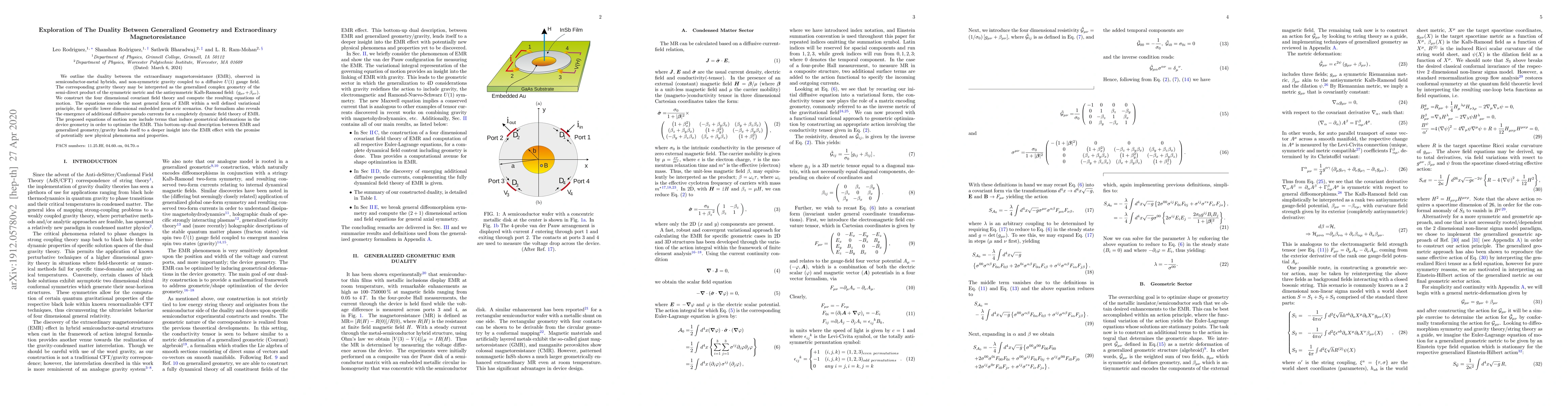 Thumbnail for Exploration of The Duality Between Generalized Geometry and
  Extraordinary Magnetoresistance