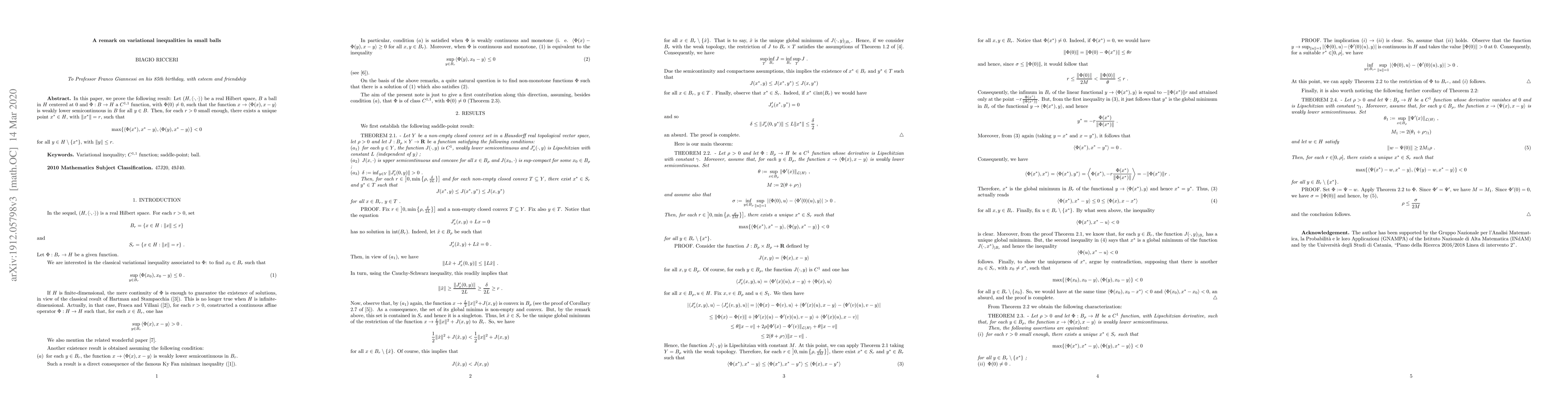Thumbnail for A remark on variational inequalities in small balls