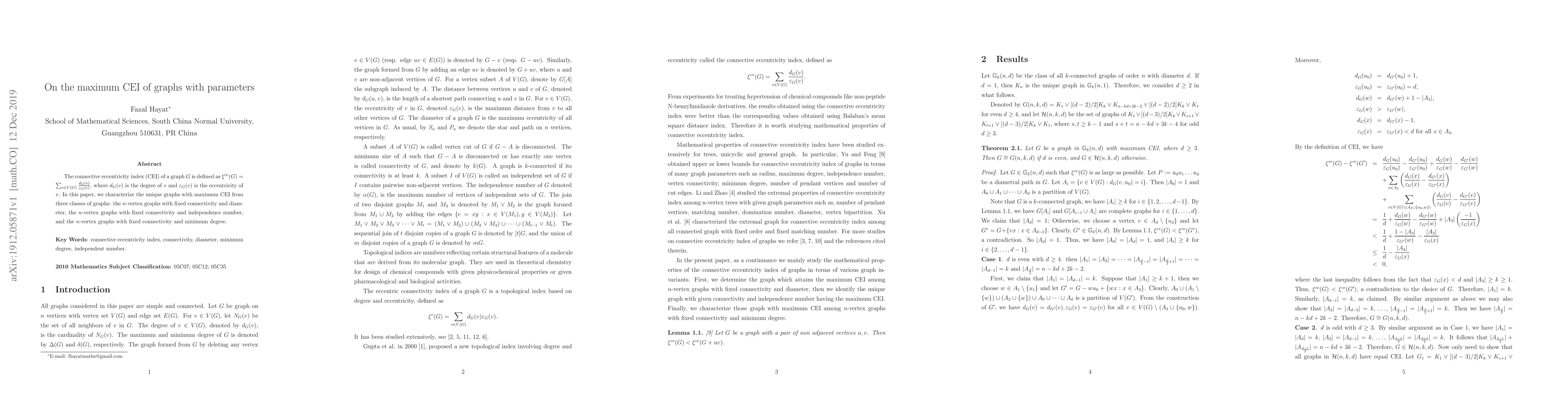 Thumbnail for On the maximum CEI of graphs with paprameters