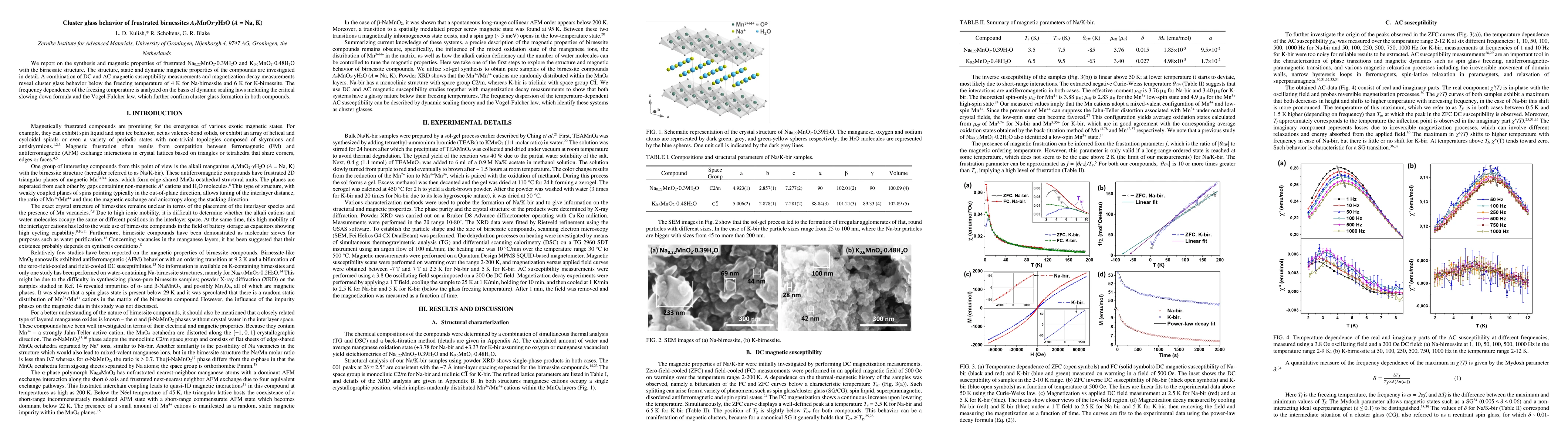 Thumbnail for Cluster glass behavior of frustrated birnessites AxMnO2*yH2O (A = Na, K)