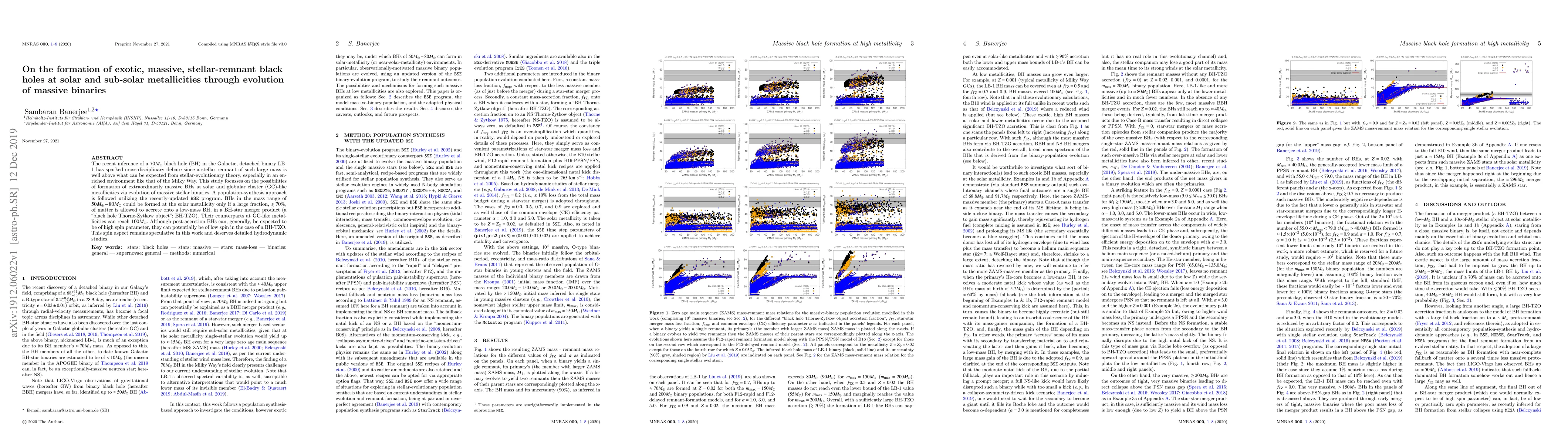 Thumbnail for On the formation of exotic, massive, stellar-remnant black holes at
  solar and sub-solar metallicities through evolution of massive binaries