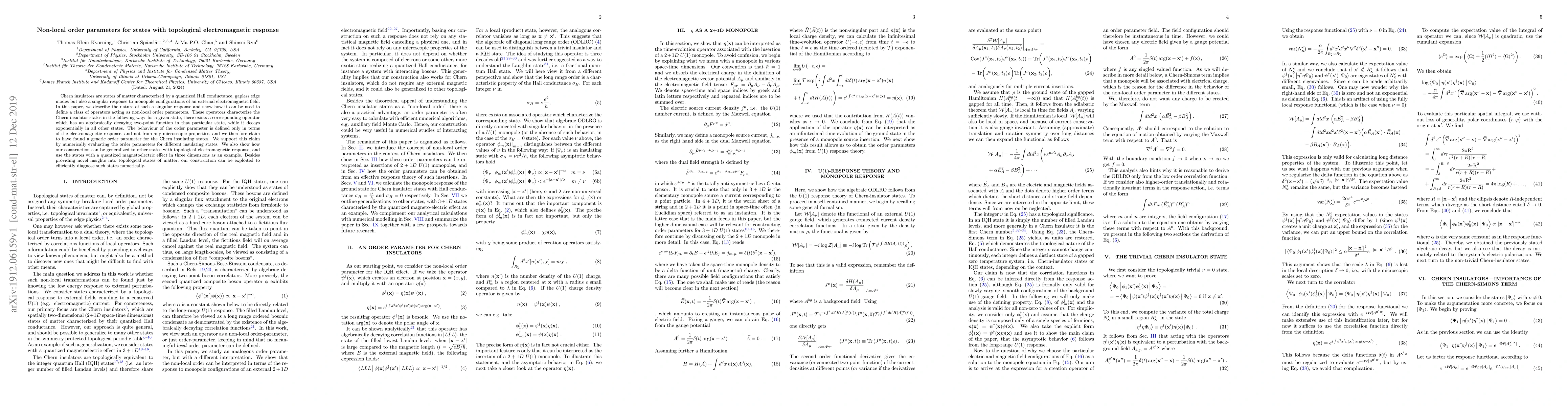 Thumbnail for Non-local order parameters for states with topological electromagnetic
  response
