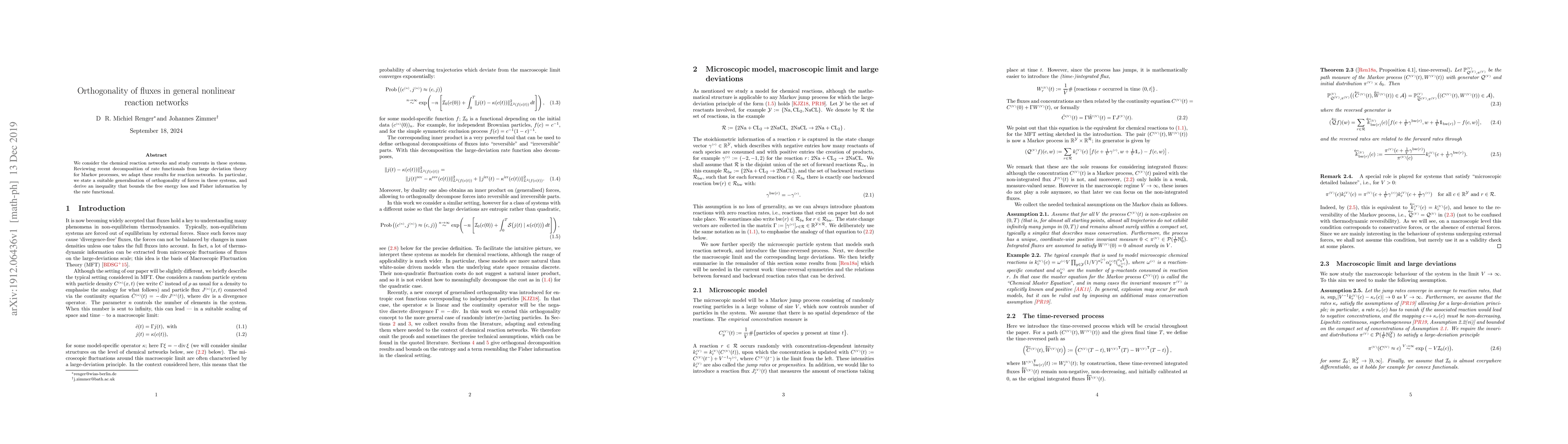 Thumbnail for Orthogonality of Fluxes in General Nonlinear Reaction Networks
