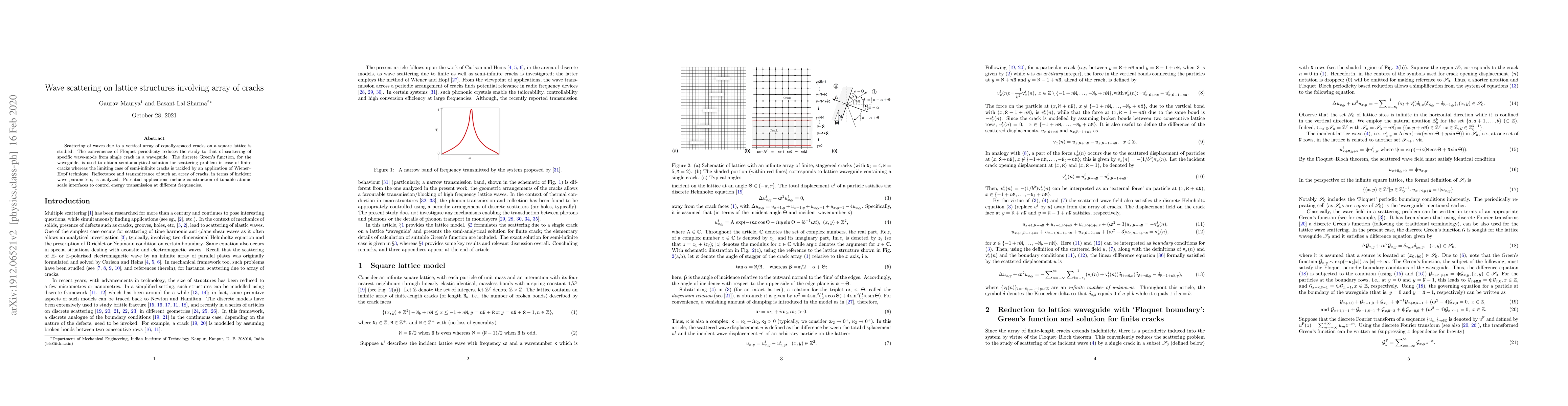 Thumbnail for Wave scattering on lattice structures involving array of cracks