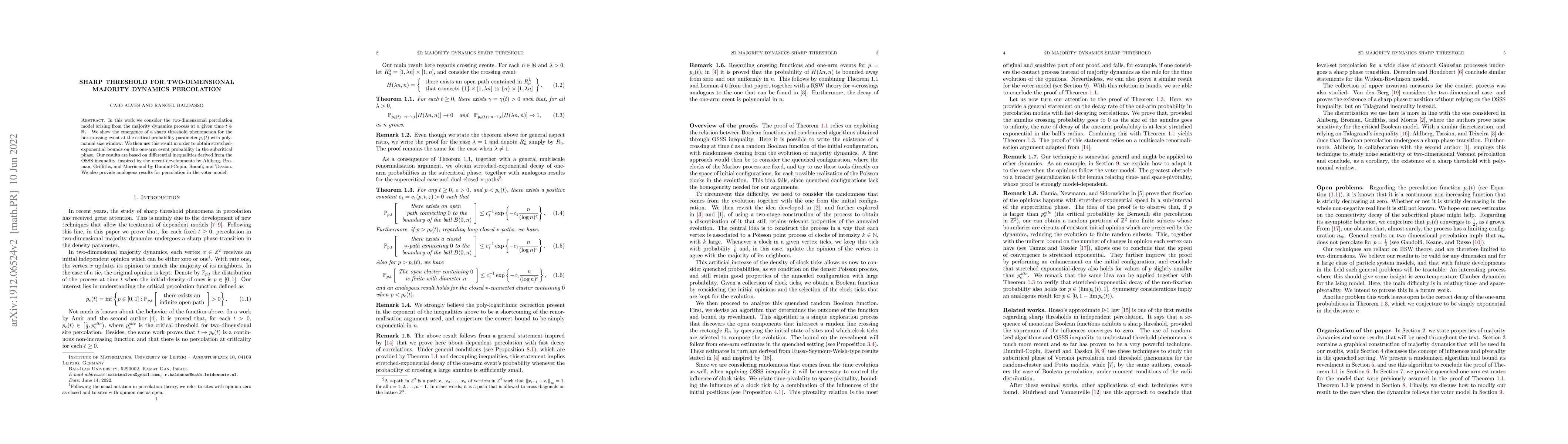 Thumbnail for Sharp threshold for two-dimensional majority dynamics percolation