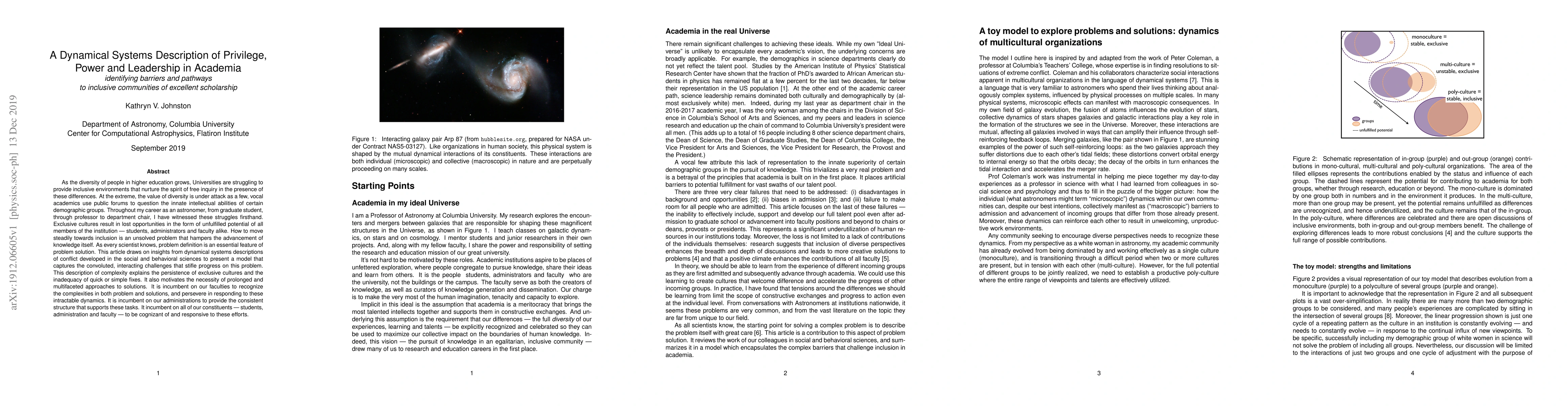 Thumbnail for A Dynamical Systems Description of Privilege, Power and Leadership in
  Academia: identifying barriers and paths to inclusive communities of
  excellent scholarship