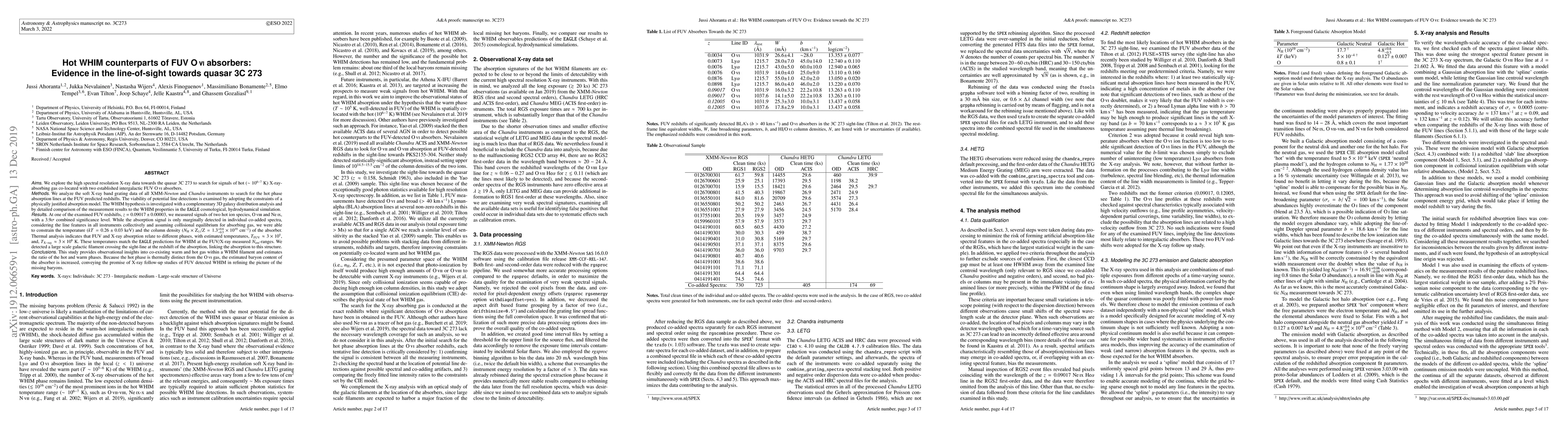 Thumbnail for Hot WHIM counterparts of FUV OVI absorbers: Evidence in the
  line-of-sight towards quasar 3C 273