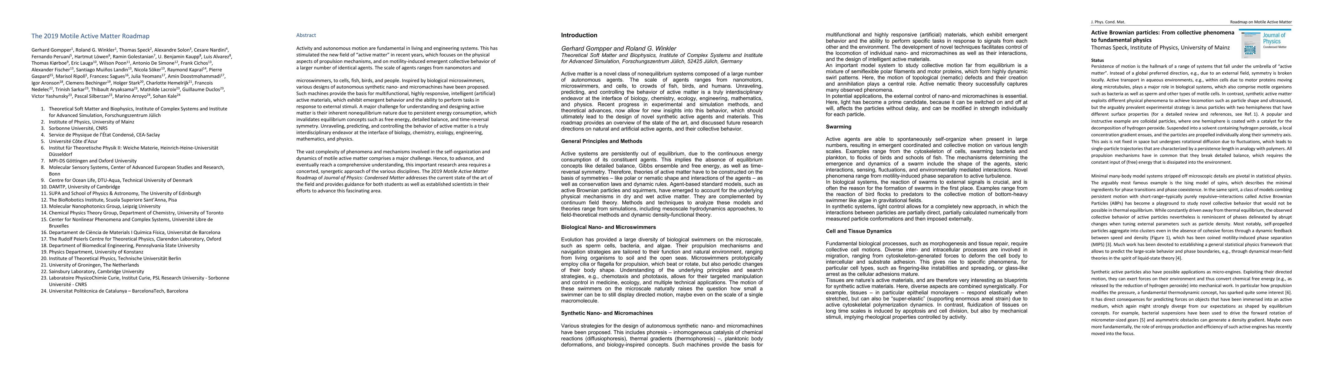 Thumbnail for The 2019 Motile Active Matter Roadmap