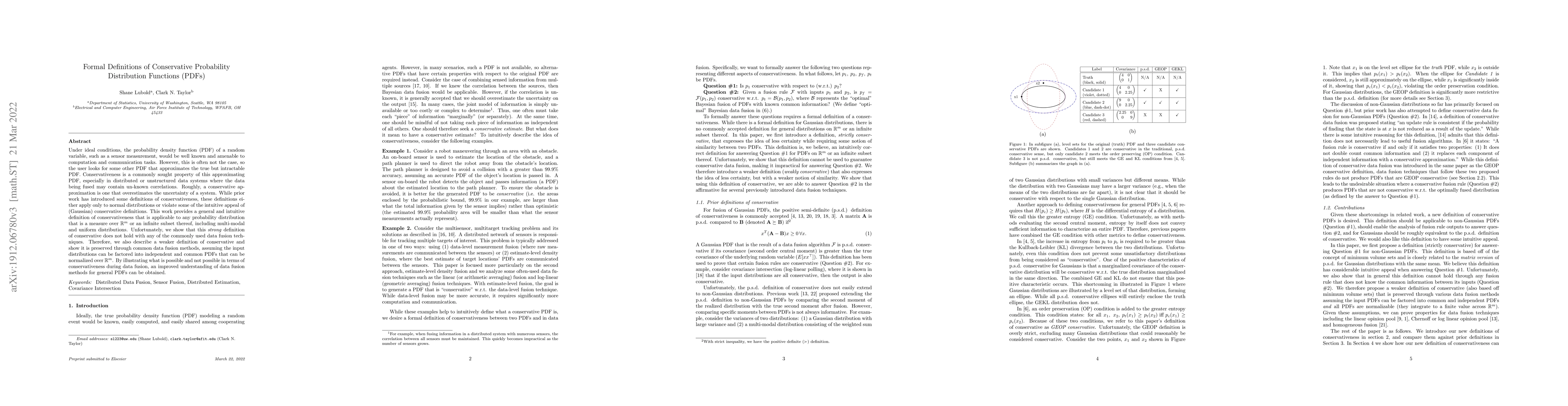 Thumbnail for Formal Definitions of Conservative Probability Distribution Functions
  (PDFs)