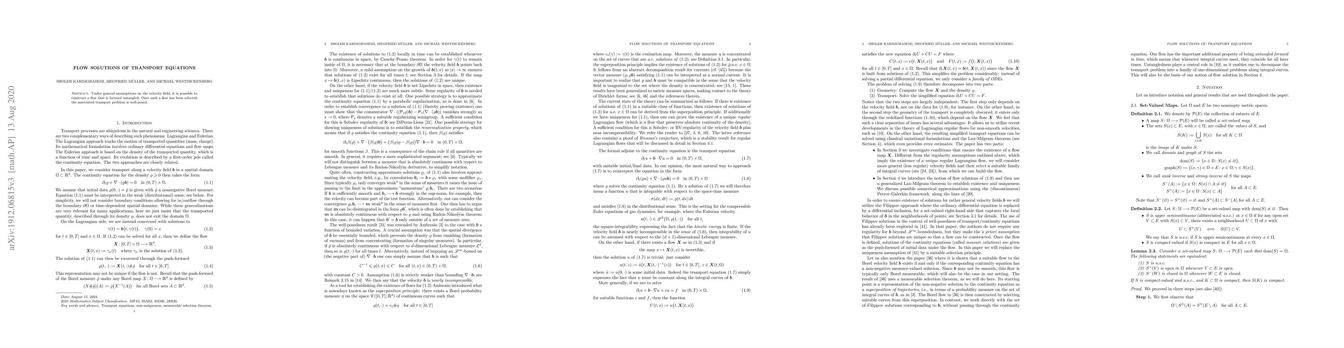 Thumbnail for Flow Solutions of Transport Equations