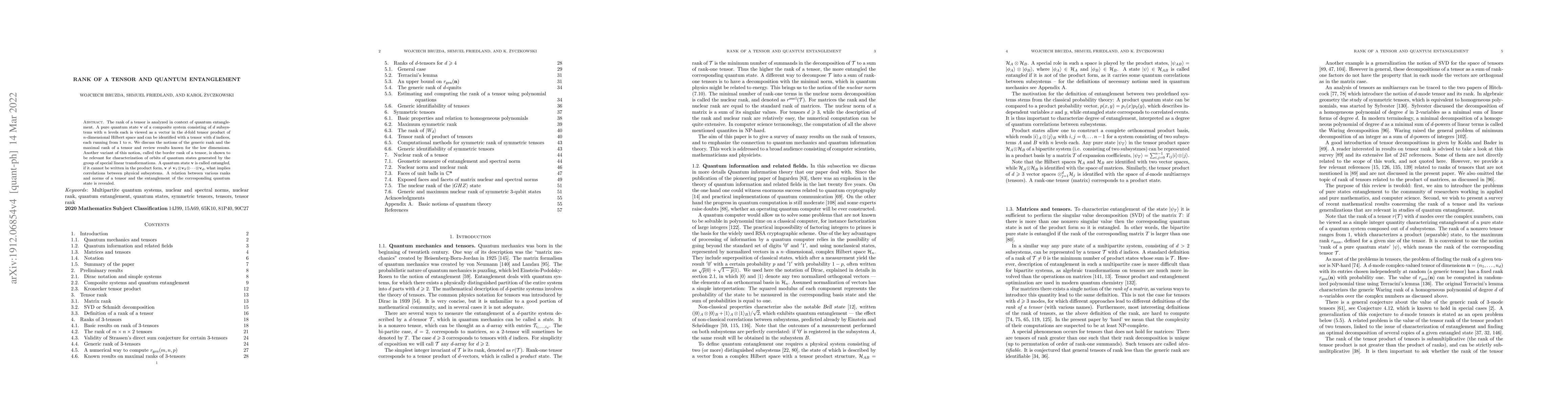Thumbnail for Tensor rank and entanglement of pure quantum states