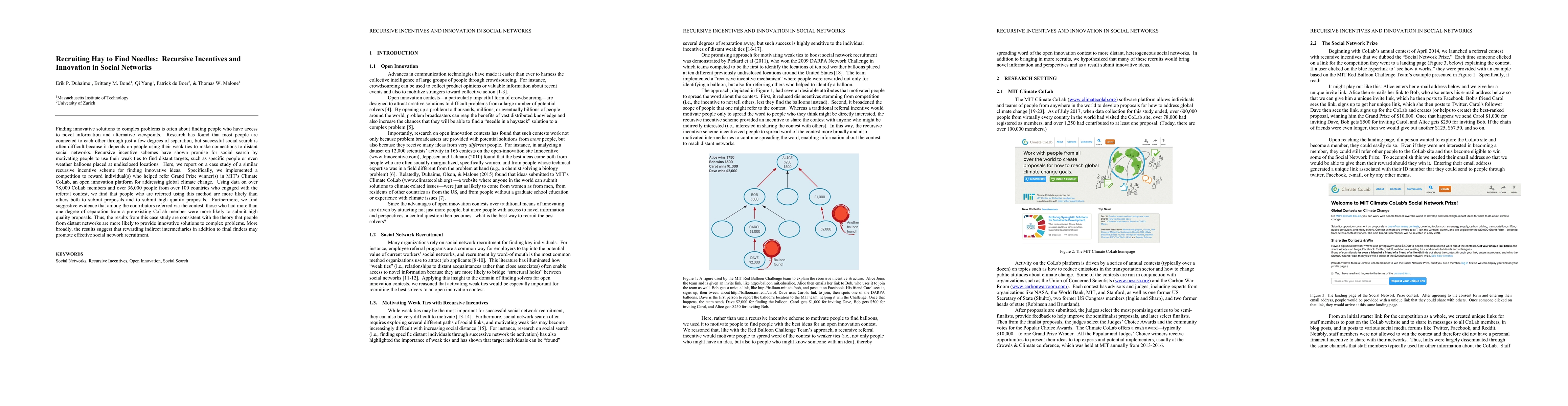Thumbnail for Recruiting Hay to Find Needles: Recursive Incentives and Innovation in
  Social Networks