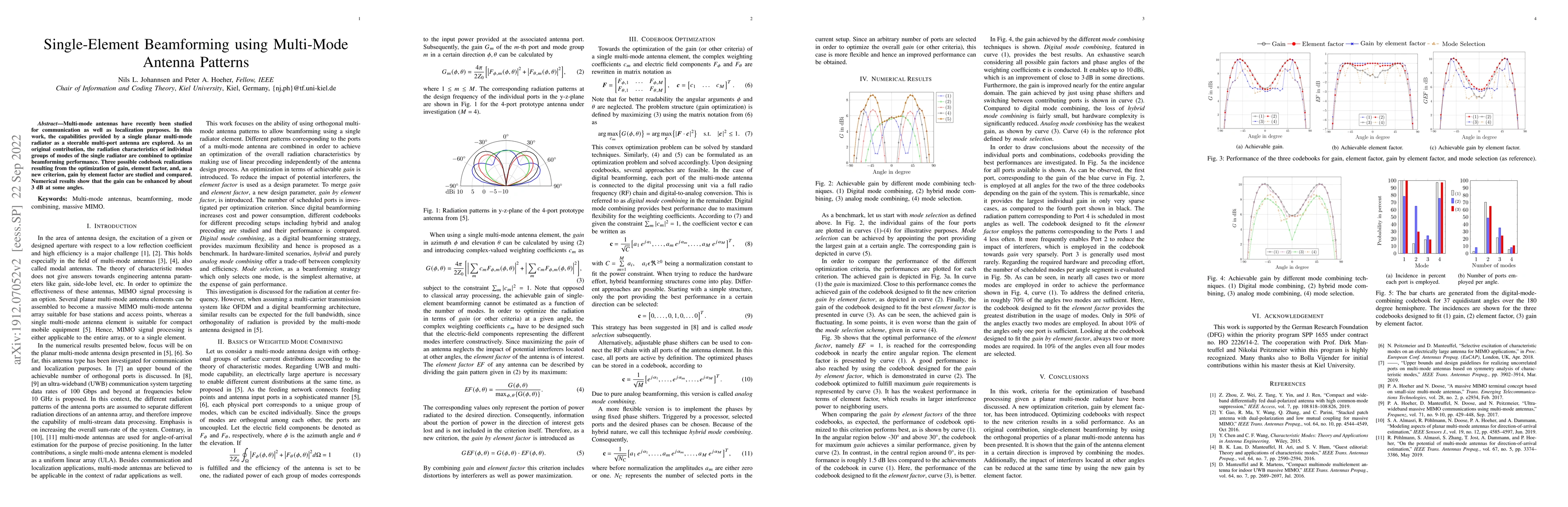 Thumbnail for Single-Element Beamforming using Multi-Mode Antenna Patterns