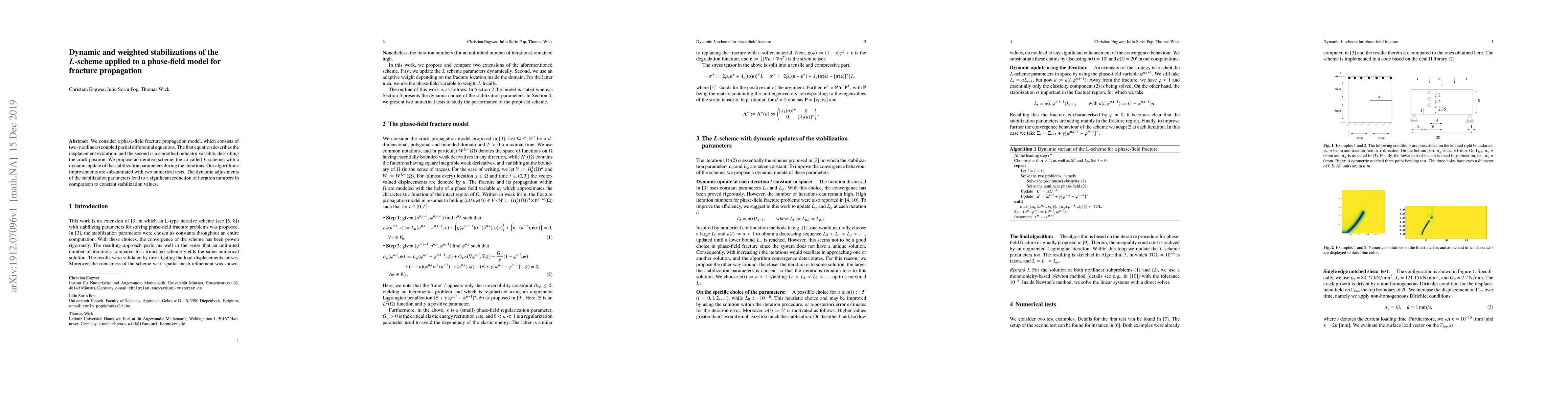 Thumbnail for Dynamic and weighted stabilizations of the $L$-scheme applied to a
  phase-field model for fracture propagation