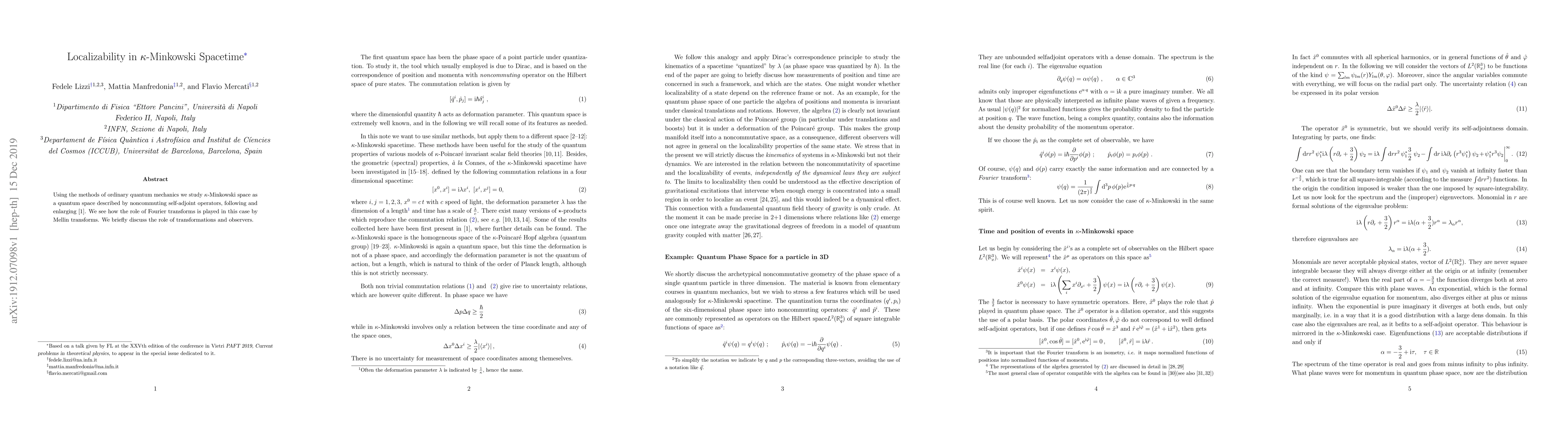 Thumbnail for Localizability in $\kappa$-Minkowski Spacetime
