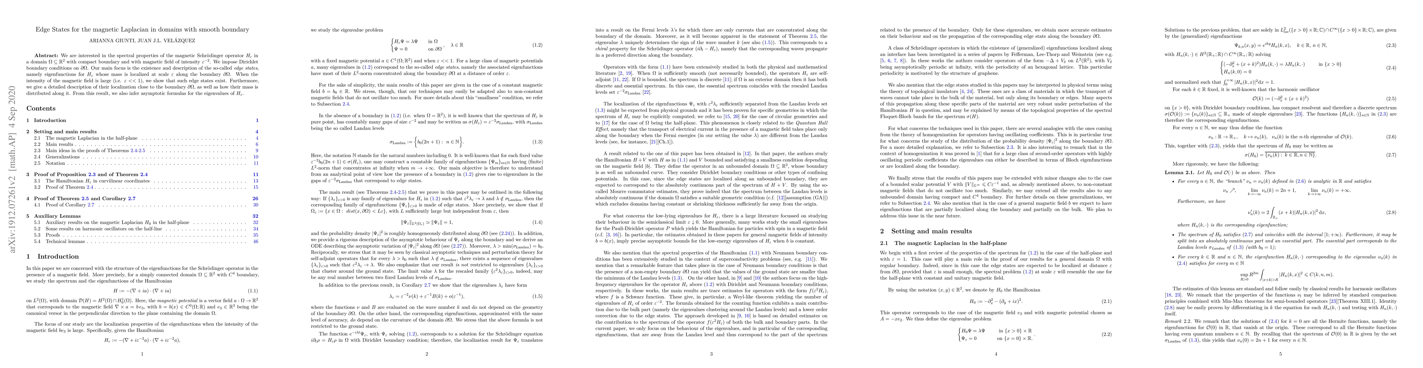 Thumbnail for Edge States for the magnetic Laplacian in domains with smooth boundary