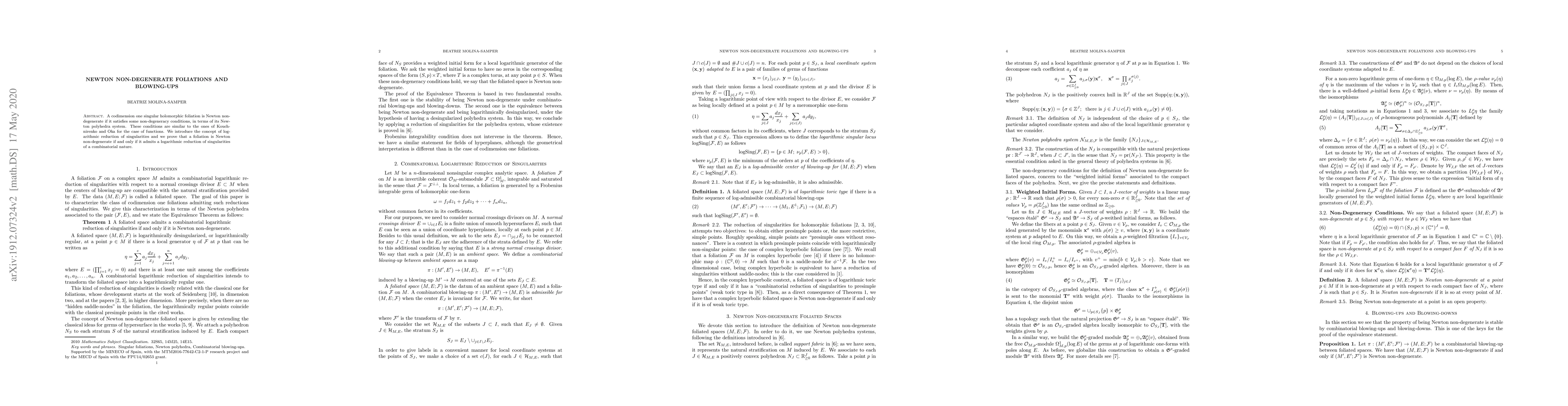 Thumbnail for Newton Non-degenerate Foliations and Blowing-ups