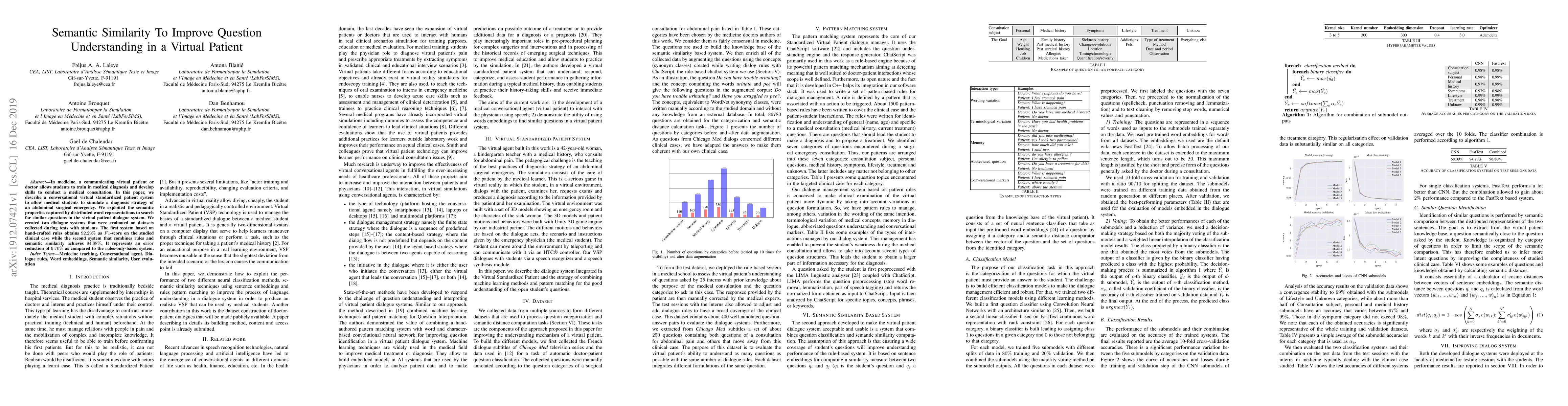 Thumbnail for Semantic Similarity To Improve Question Understanding in a Virtual
  Patient