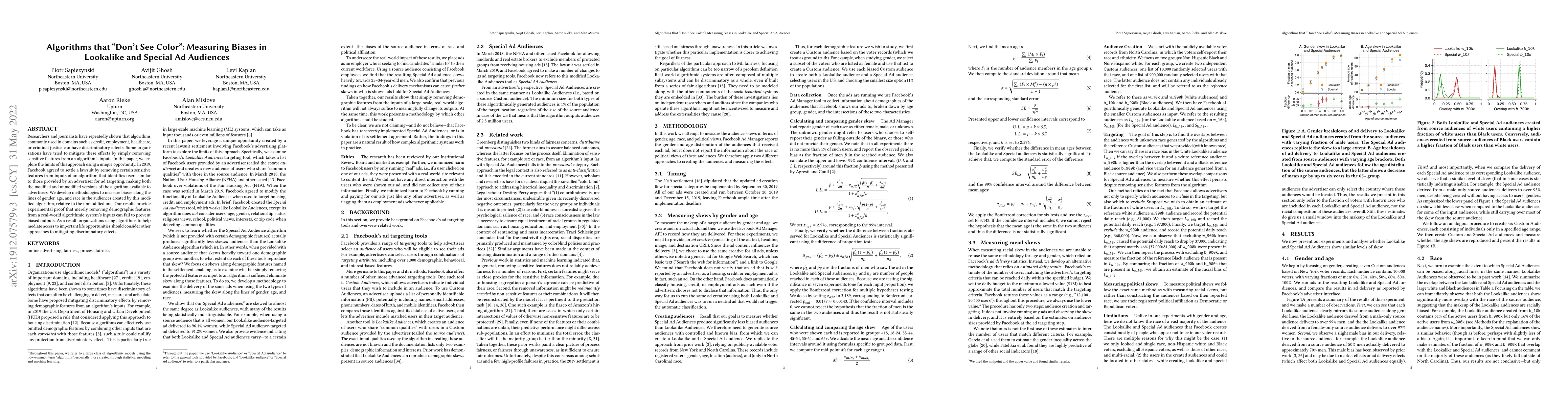 Thumbnail for Algorithms that "Don't See Color": Comparing Biases in Lookalike and
  Special Ad Audiences