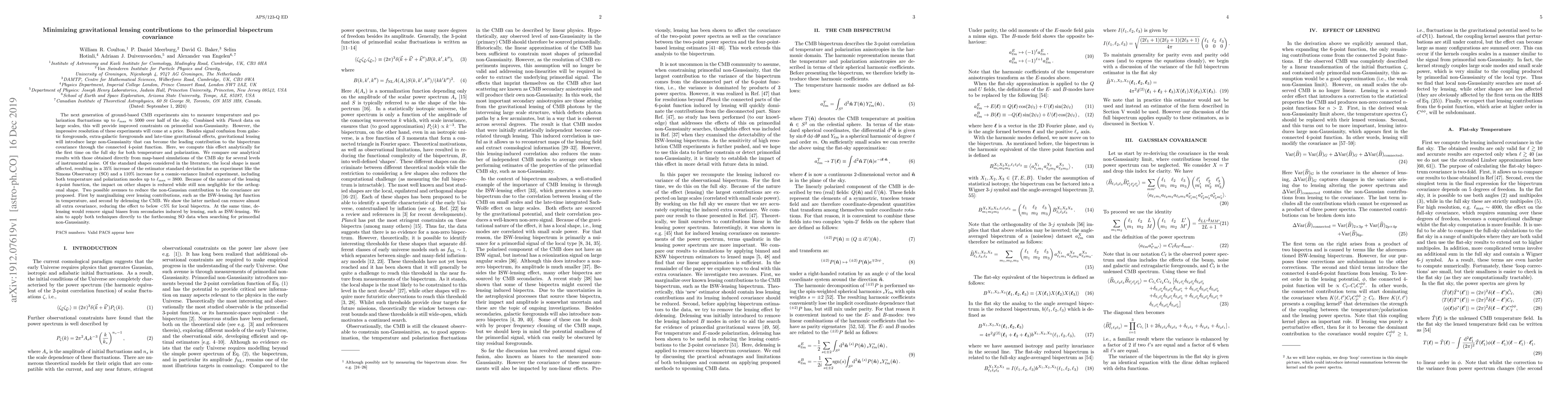 Thumbnail for Minimizing gravitational lensing contributions to the primordial
  bispectrum covariance