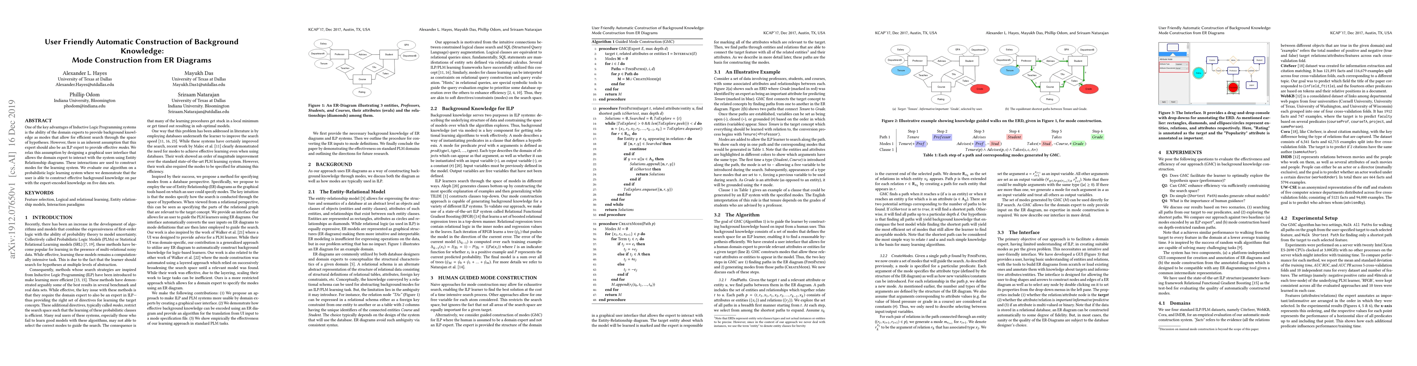 Thumbnail for User Friendly Automatic Construction of Background Knowledge: Mode
  Construction from ER Diagrams