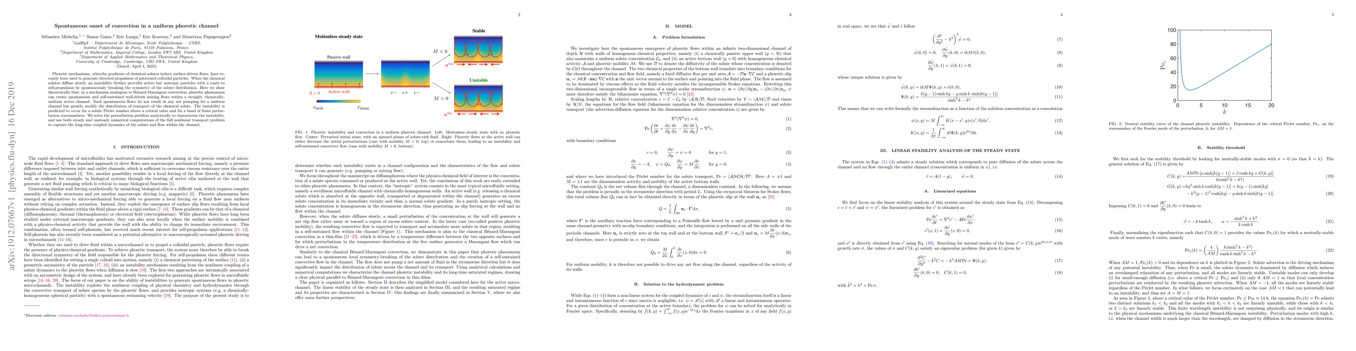 Thumbnail for Spontaneous onset of convection in a uniform phoretic channel