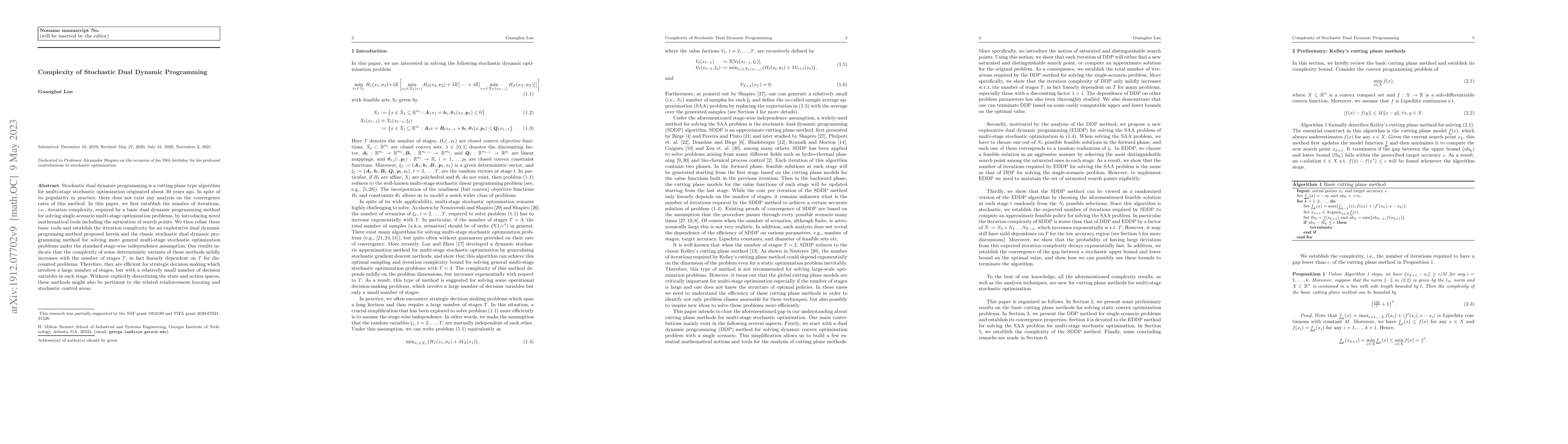 Thumbnail for Complexity of Stochastic Dual Dynamic Programming