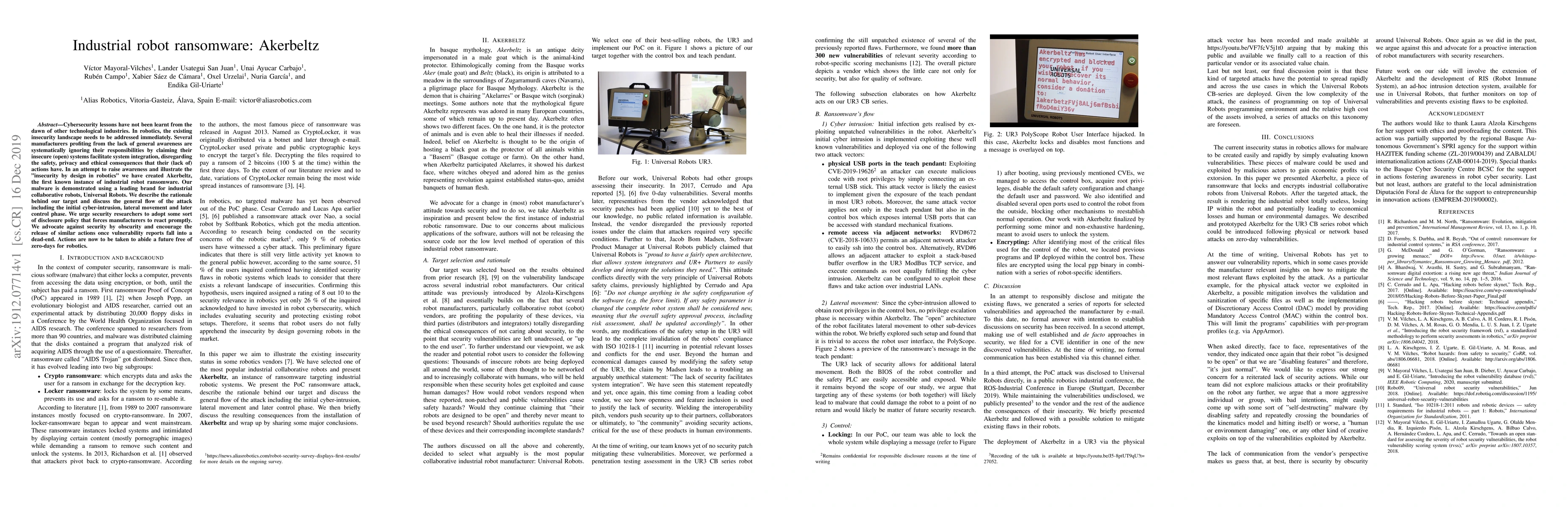 Thumbnail for Industrial robot ransomware: Akerbeltz