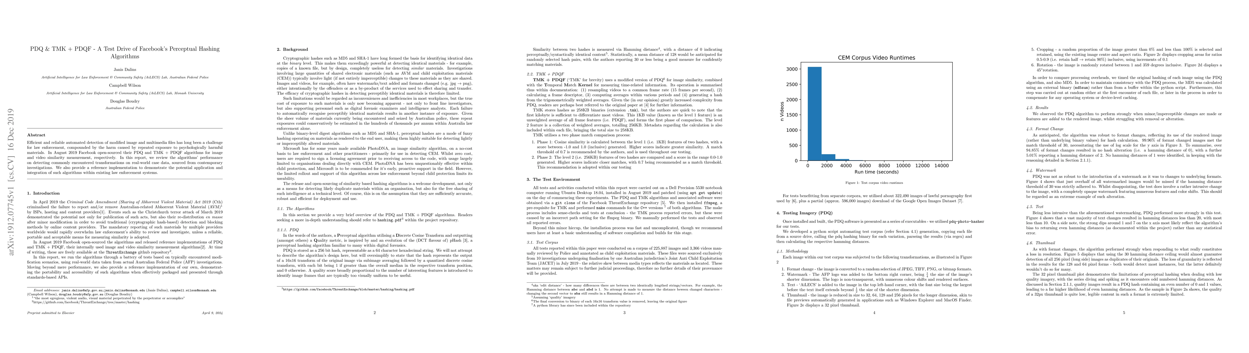 Thumbnail for PDQ & TMK + PDQF -- A Test Drive of Facebook's Perceptual Hashing
  Algorithms
