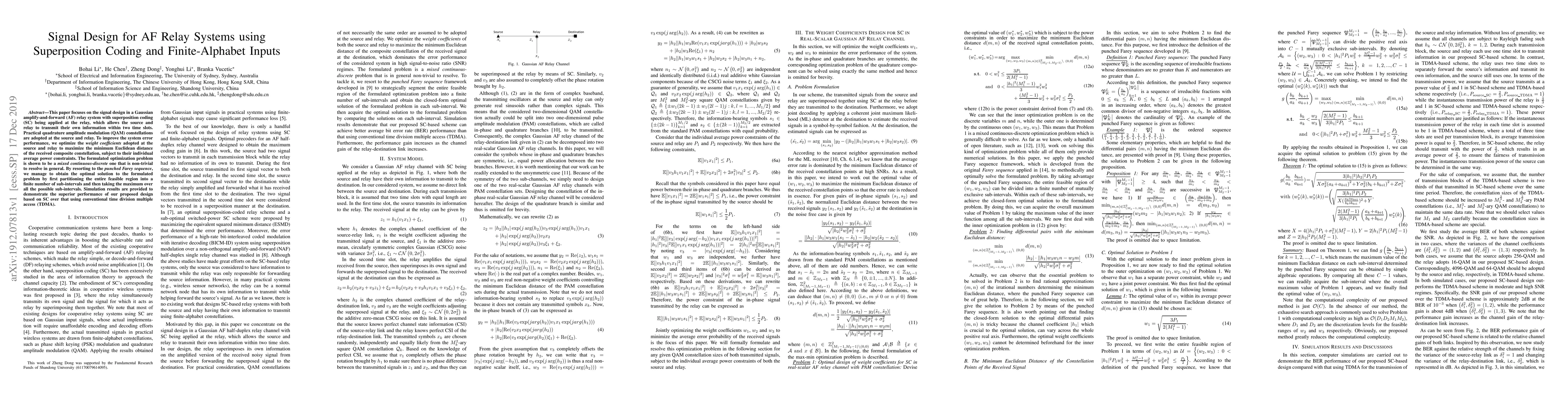 Thumbnail for Signal Design for AF Relay Systems using Superposition Coding and
  Finite-Alphabet Inputs