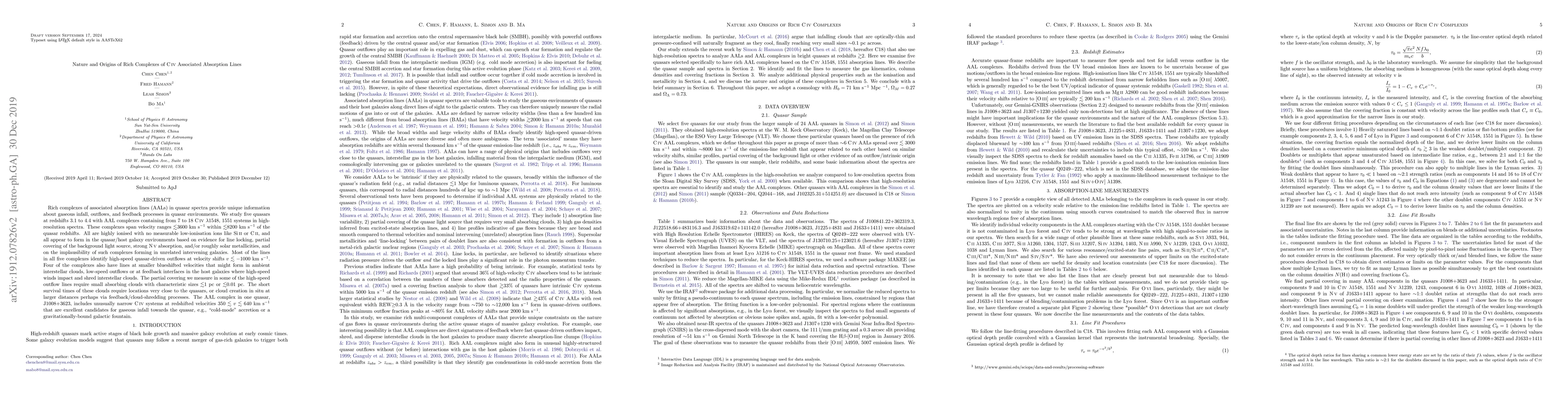 Thumbnail for Nature and Origins of Rich Complexes of C IV Associated Absorption Lines