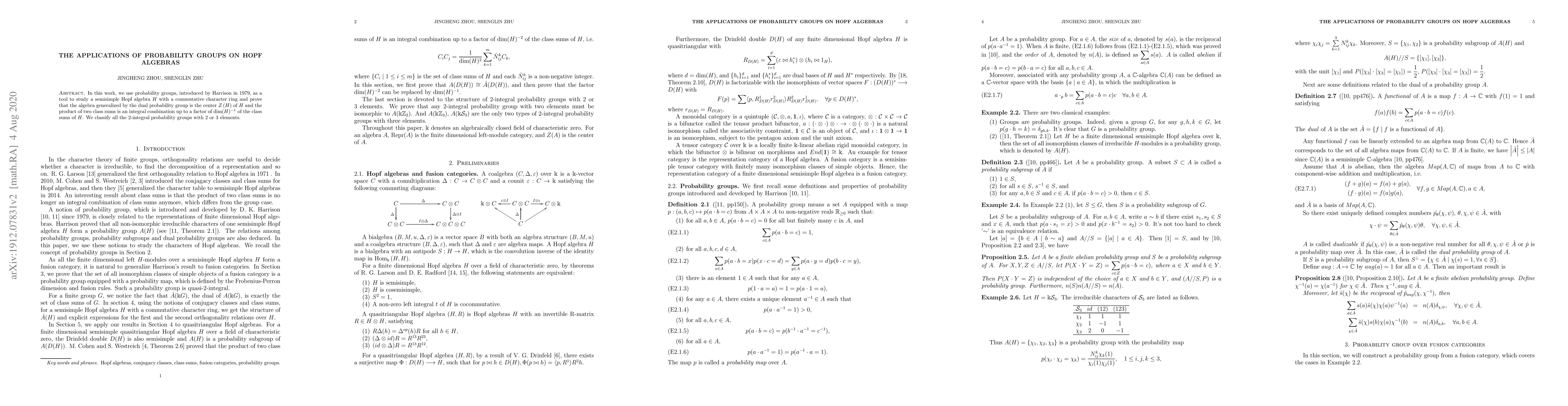 Thumbnail for The applications of probability groups on Hopf algebras