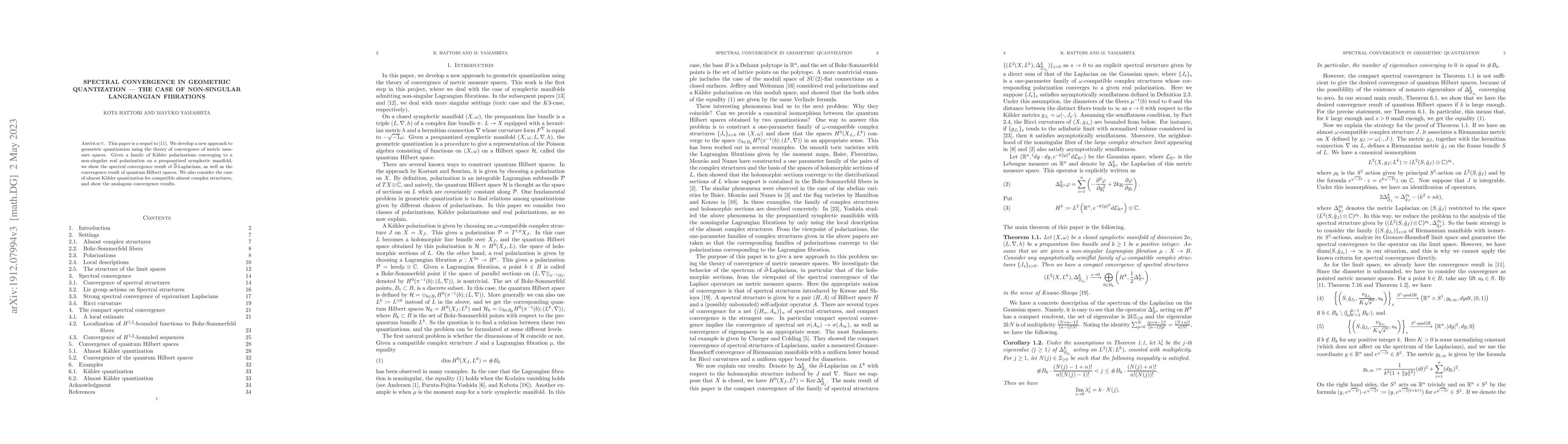Thumbnail for Spectral convergence in geometric quantization -- the case of
  non-singular Langrangian fibrations