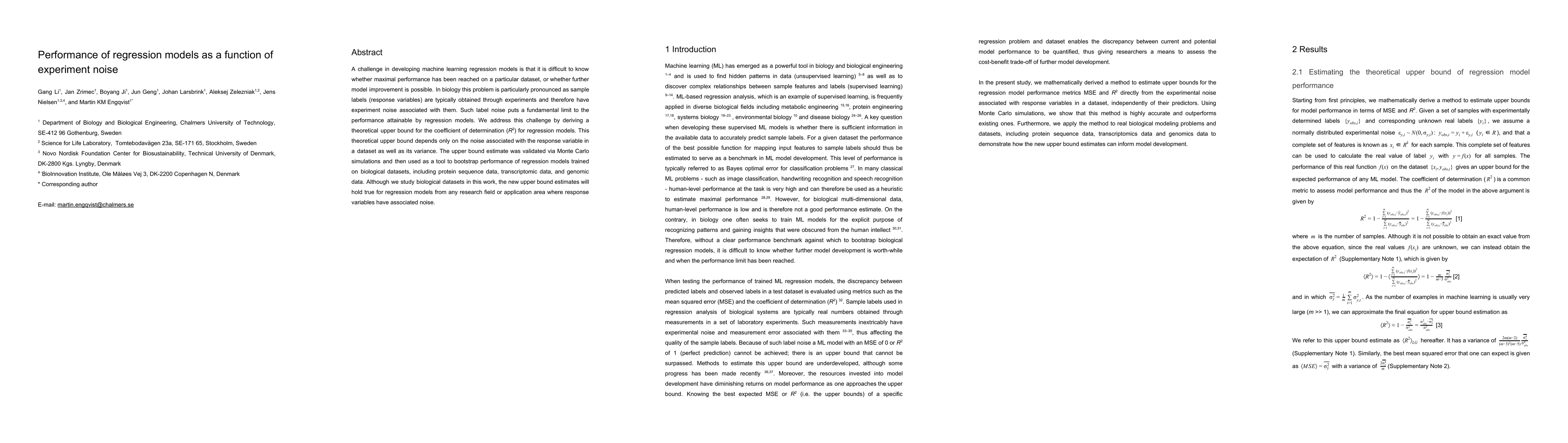 Thumbnail for Performance of regression models as a function of experiment noise