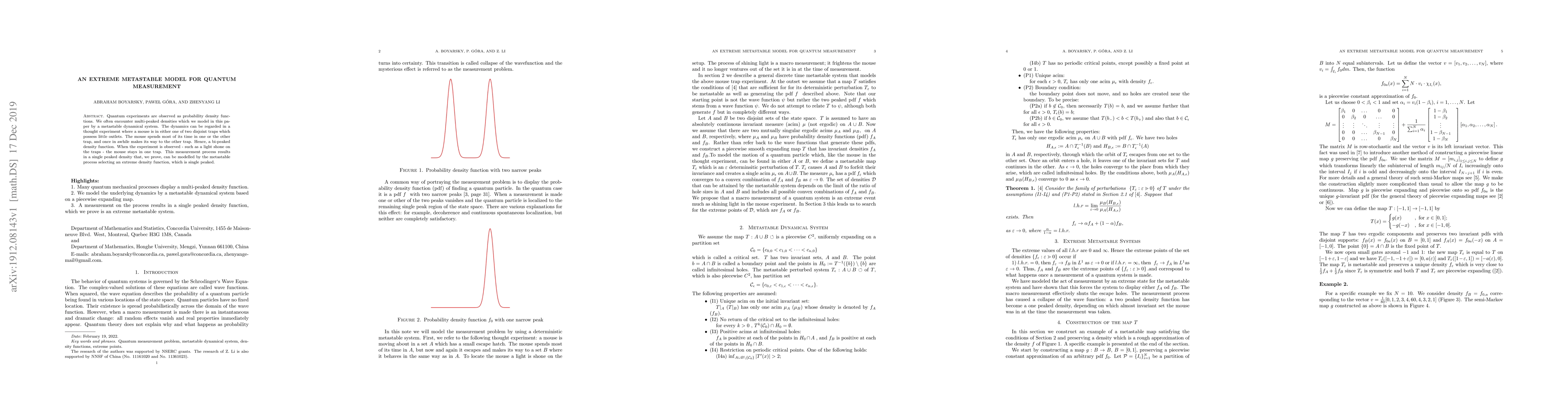 Thumbnail for An Extreme Metastable Model for Quantum Measurement