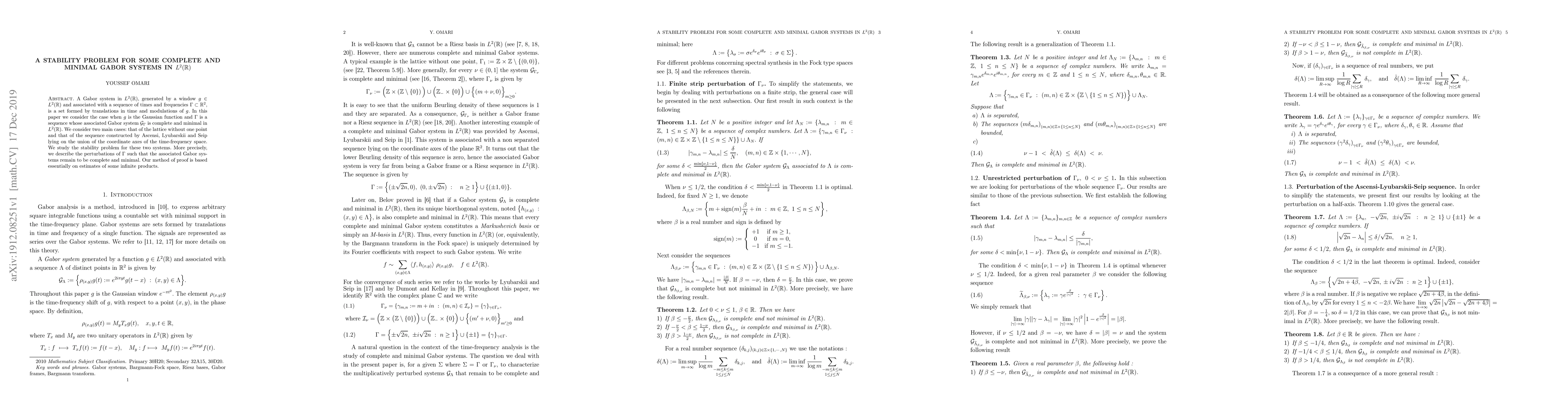 Thumbnail for A stability problem for some complete and minimal Gabor systems in
  $L^2(\mathbb{R})$