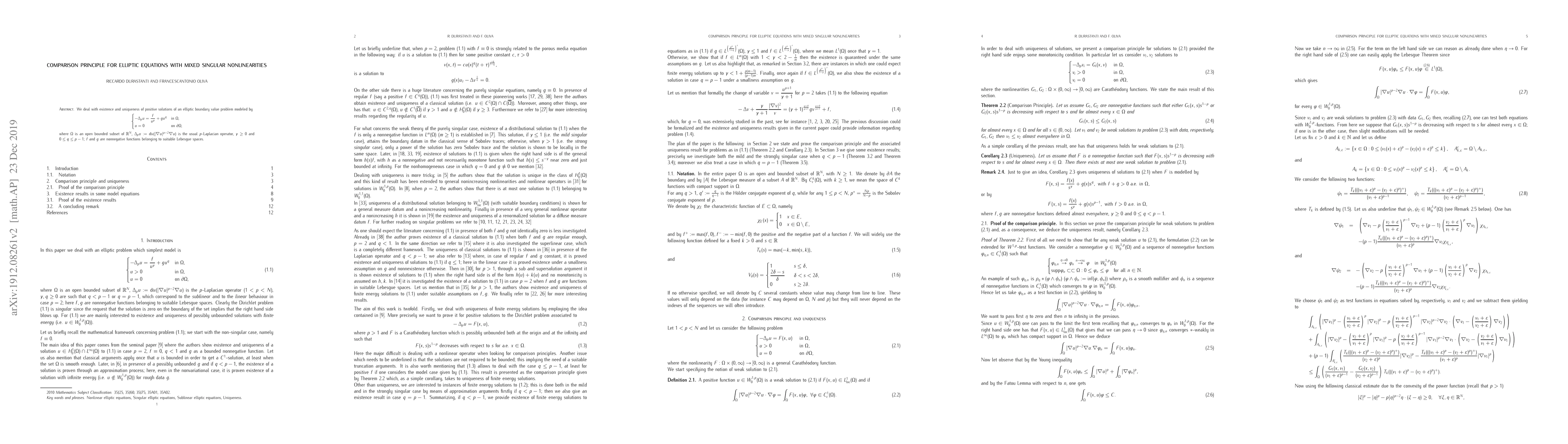 Thumbnail for Comparison principle for elliptic equations with mixed singular
  nonlinearities