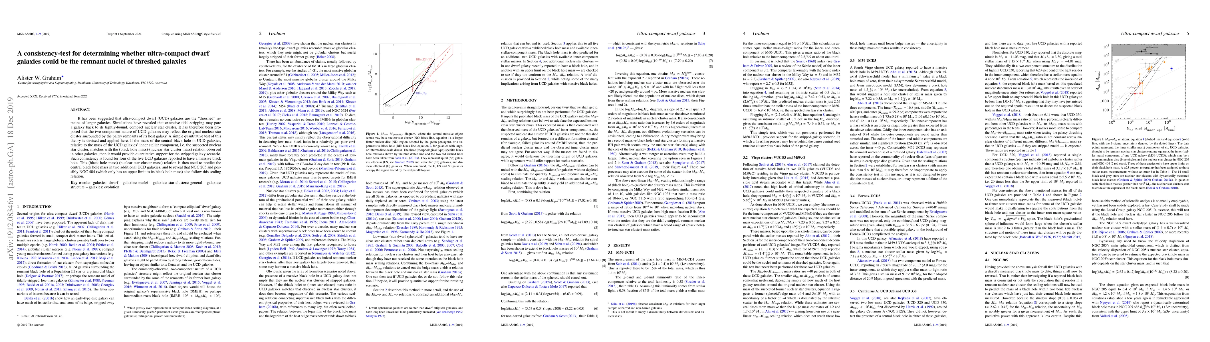 Thumbnail for A consistency-test for determining whether ultra-compact dwarf galaxies
  could be the remnant nuclei of threshed galaxies