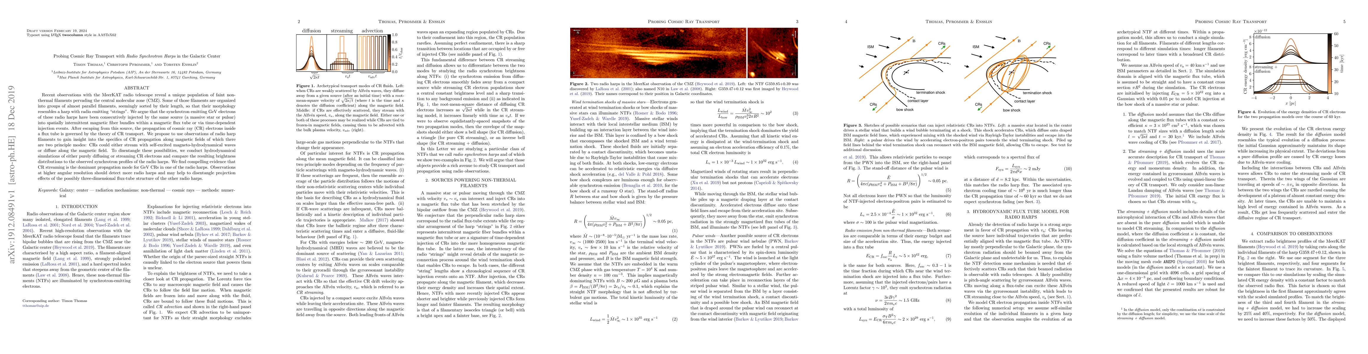 Thumbnail for Probing Cosmic Ray Transport with Radio Synchrotron Harps in the
  Galactic Center