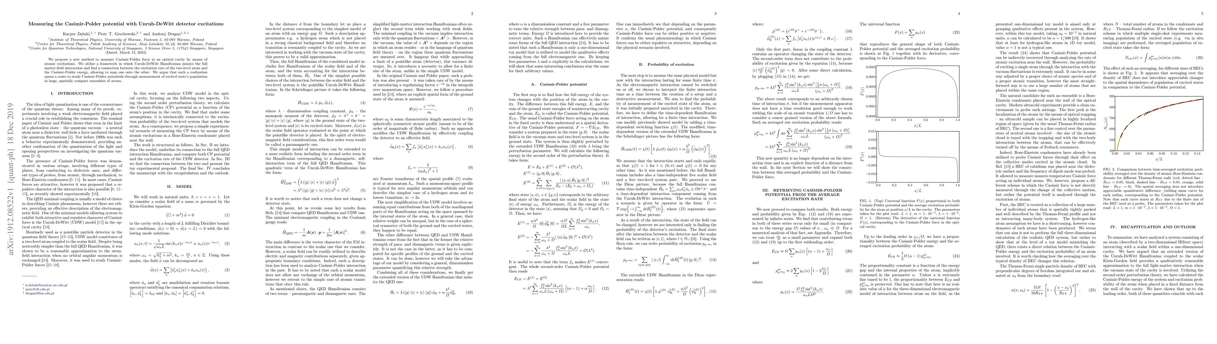 Thumbnail for Measuring the Casimir-Polder potential with Unruh-DeWitt detector
  excitations