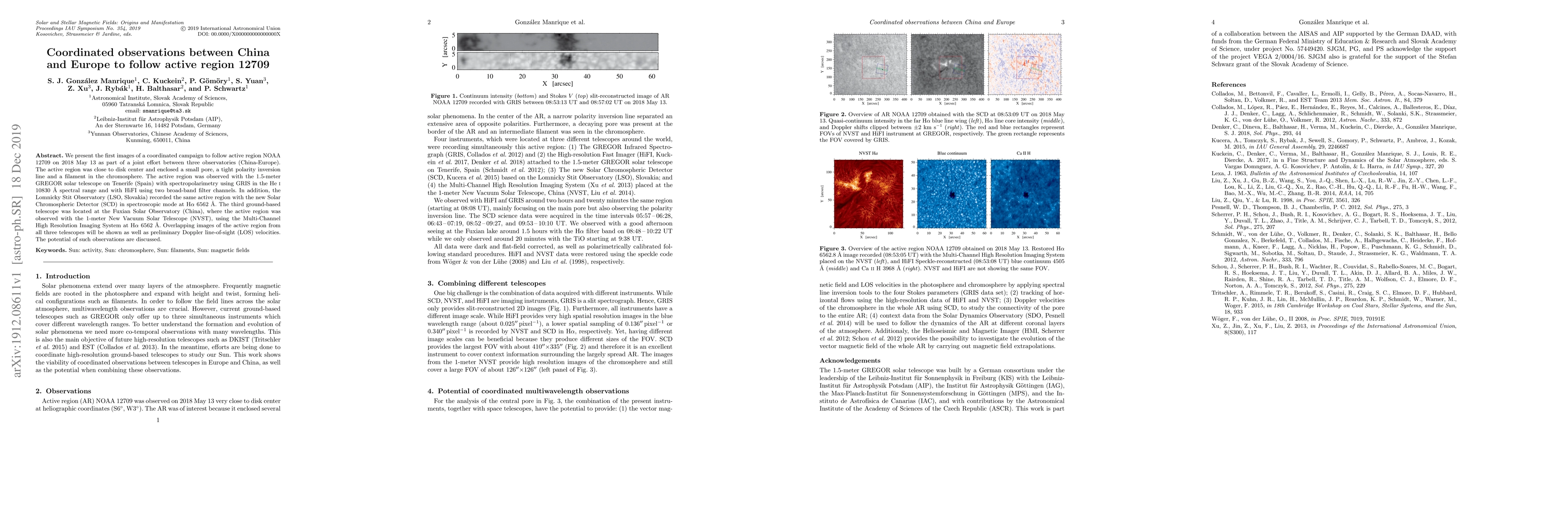Thumbnail for Coordinated observations between China and Europe to follow active
  region 12709