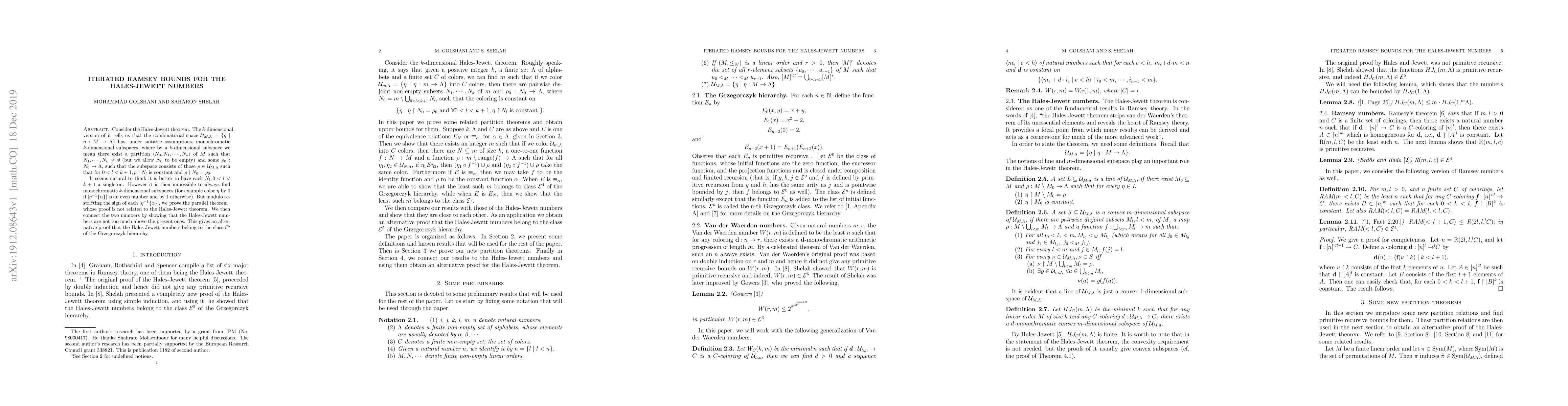 Thumbnail for Iterated Ramsey bounds for the Hales-Jewett numbers